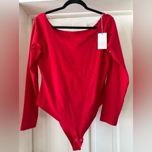 A New Day Bright Red Long Sleeve Bodysuit